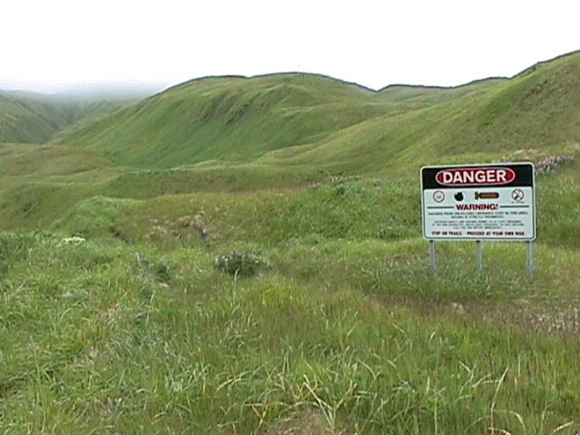 Finger Bay Creek UXO sign and tundra